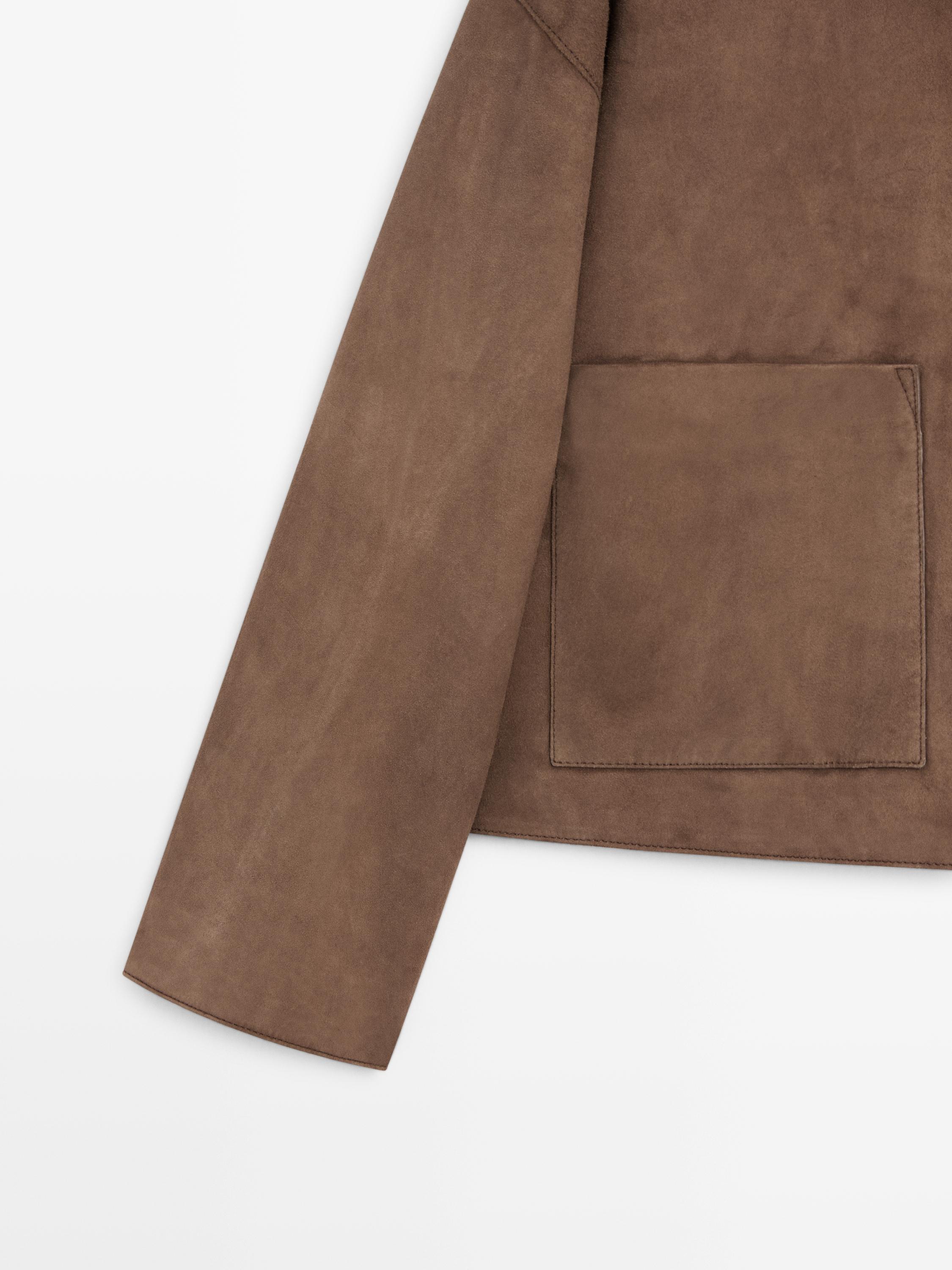 Veste fluide en cuir finition daim